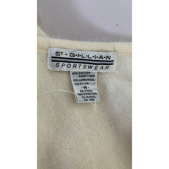 Gillian Sportswear Vintage Angora Lambswool Sequin Sweater Women Medium Cream - Picture 9 of 9